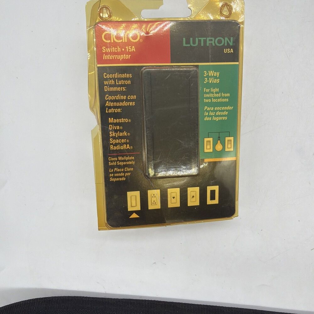 LUTRON CA-3PSH-BL NOS 3-WAY 15A DECORA SWITCH BLACK, NEW